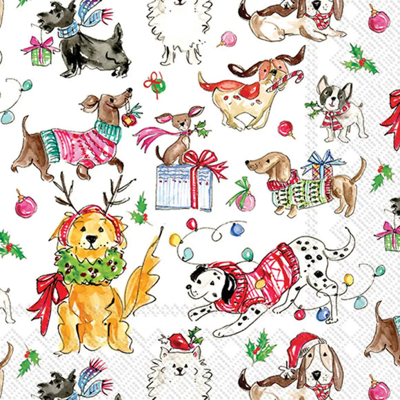 Cocktail Napkins Pk/20 Christmas Dogs Christmas
