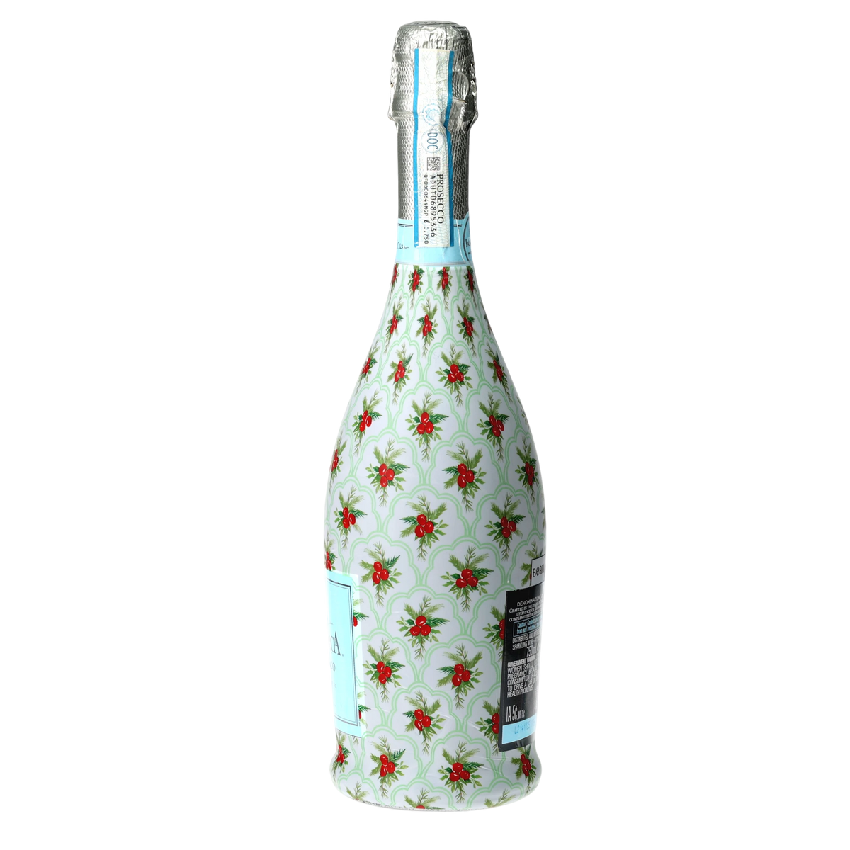 Limited Edition Scalloped Christmas Berries Prosecco Bottle Wrap