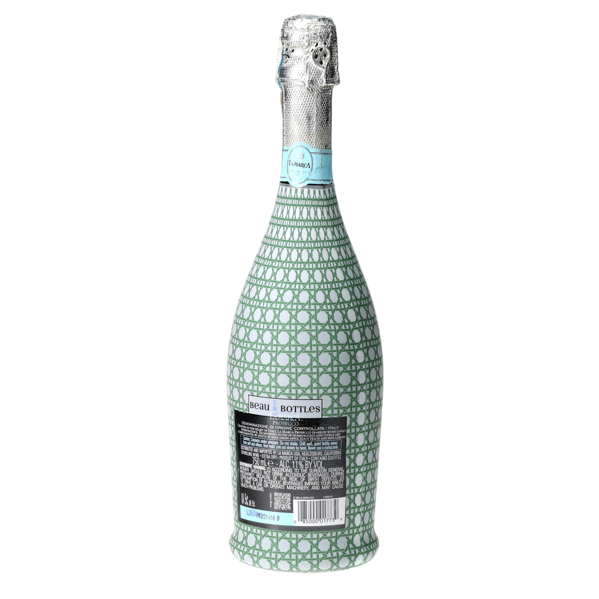 Sage & White Cane Prosecco Bottle Wrap