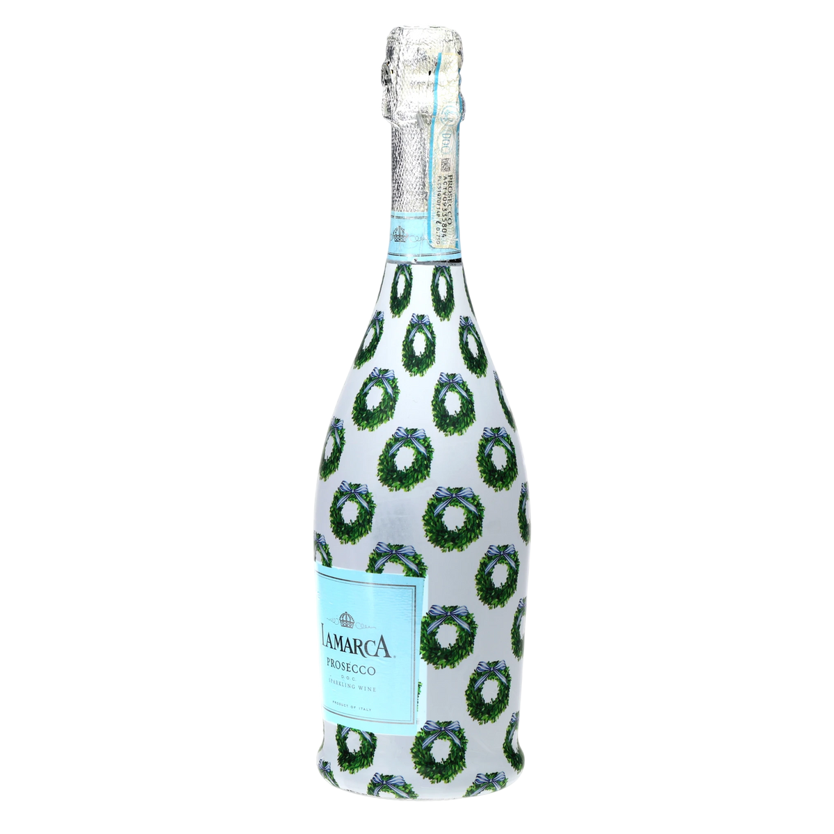 WH Hostess Boxwood Wreaths Prosecco Bottle Wrap
