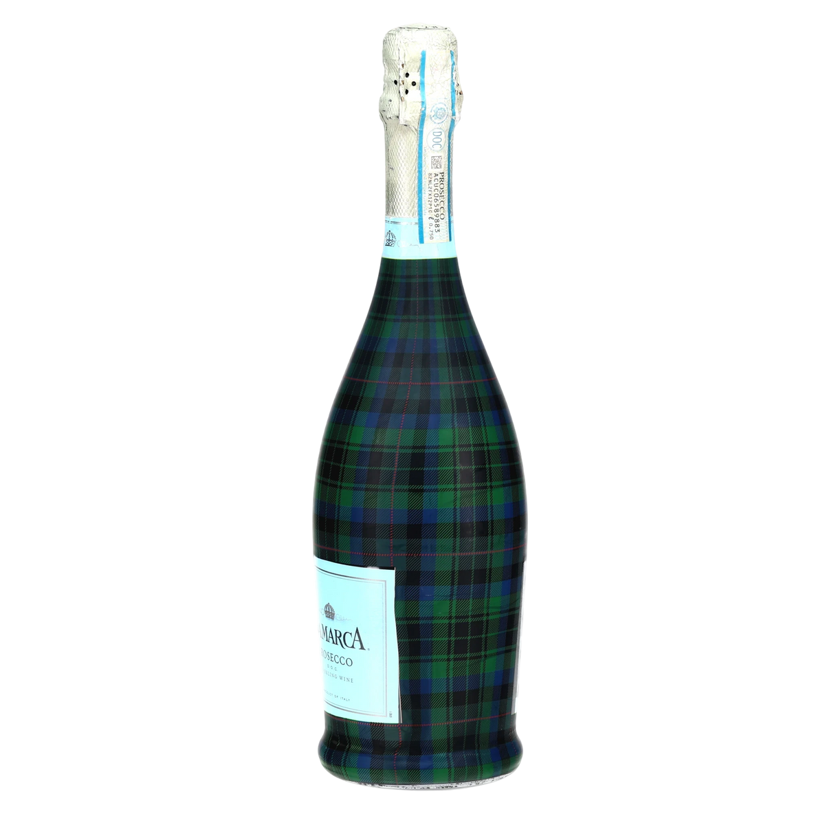 Blue & Green Christmas Tartan Prosecco Bottle Wrap