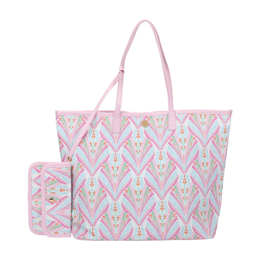 Petals & Plumes Oversized Tote with Wallet