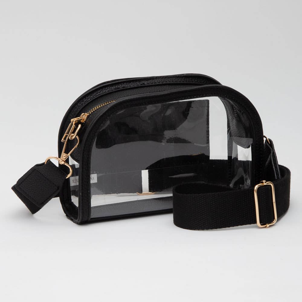 Faux Leather Transparent Crossbody Camera Bag
