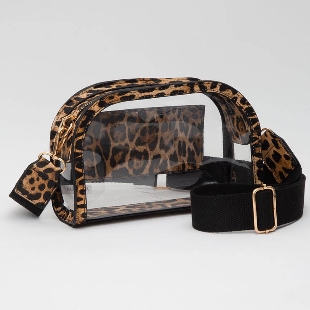 Faux Leather Transparent Crossbody Camera Bag