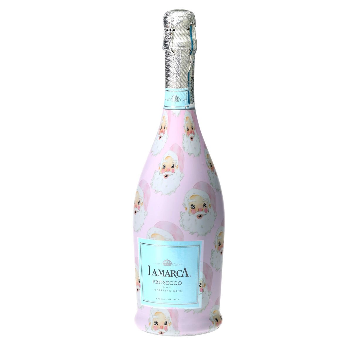 Limited Edition Watercolor Pink Santa Prosecco Bottle Wrap