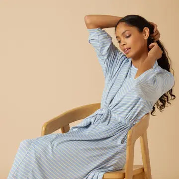 Ultra Soft Women's 42" Dream Shawl Collar Robe - Blue Stripe