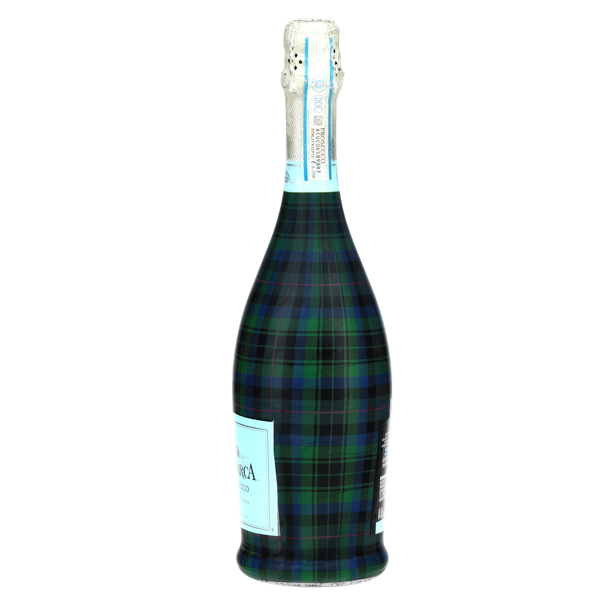 Blue & Green Christmas Tartan Prosecco Bottle Wrap