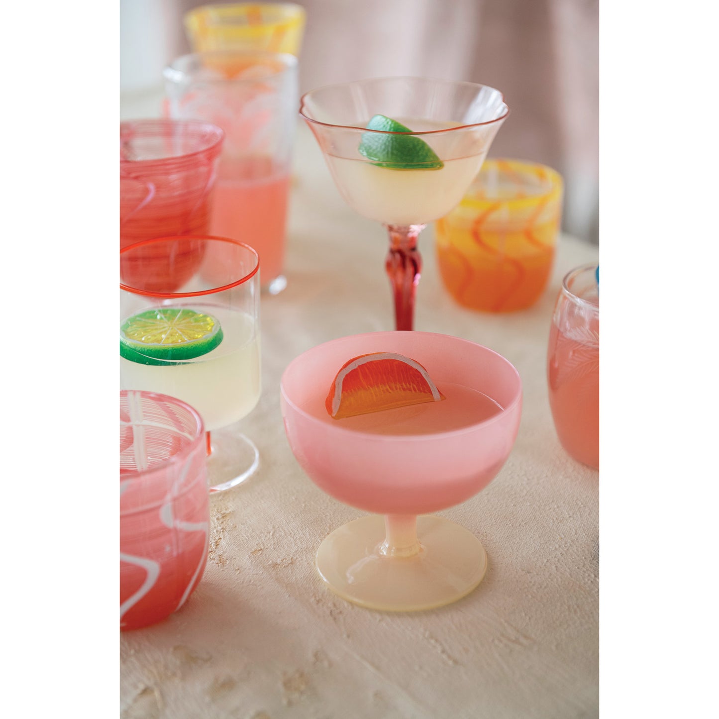 14 oz. Two-Tone Stemmed Wine Glass, Pink & Cream Color