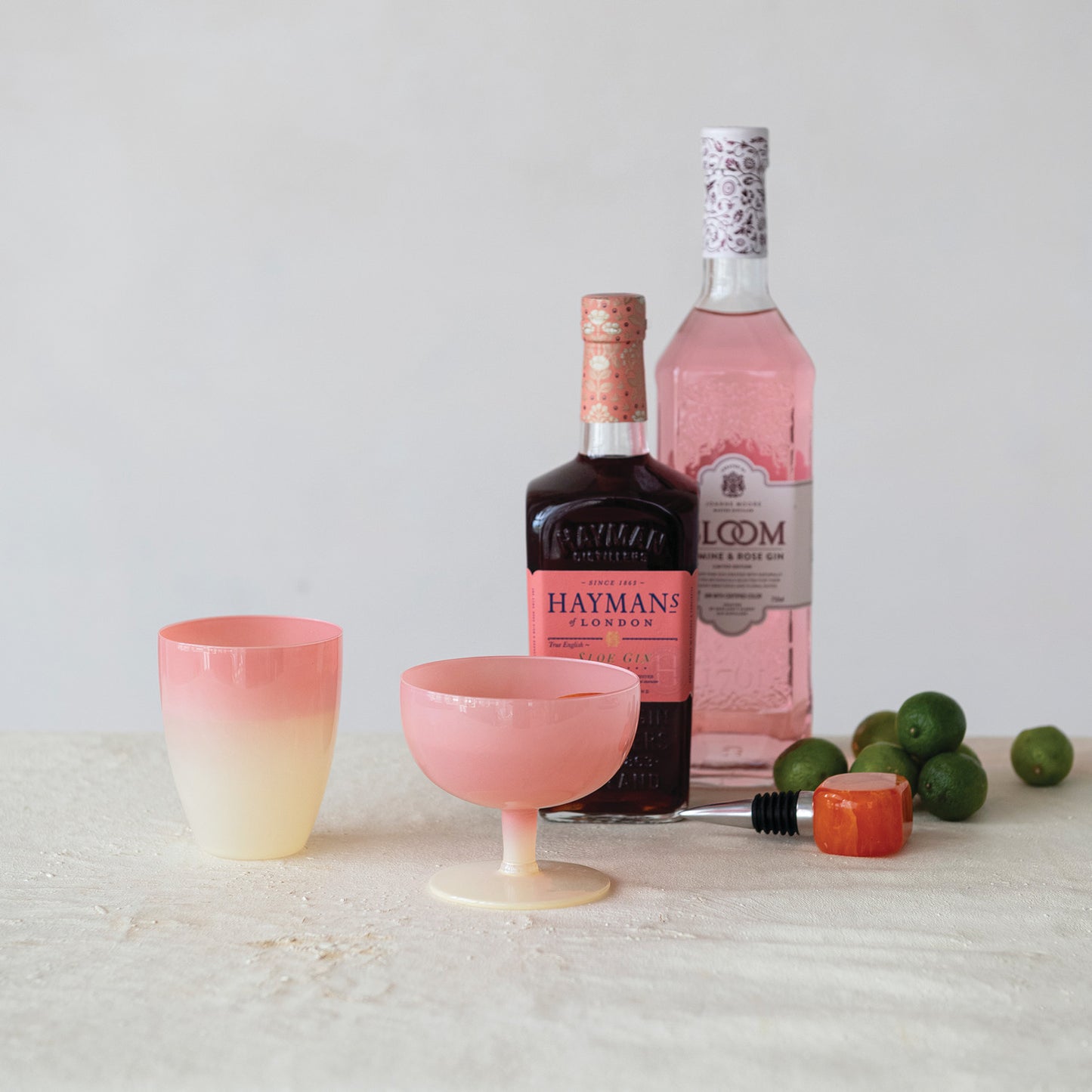 14 oz. Two-Tone Stemmed Wine Glass, Pink & Cream Color