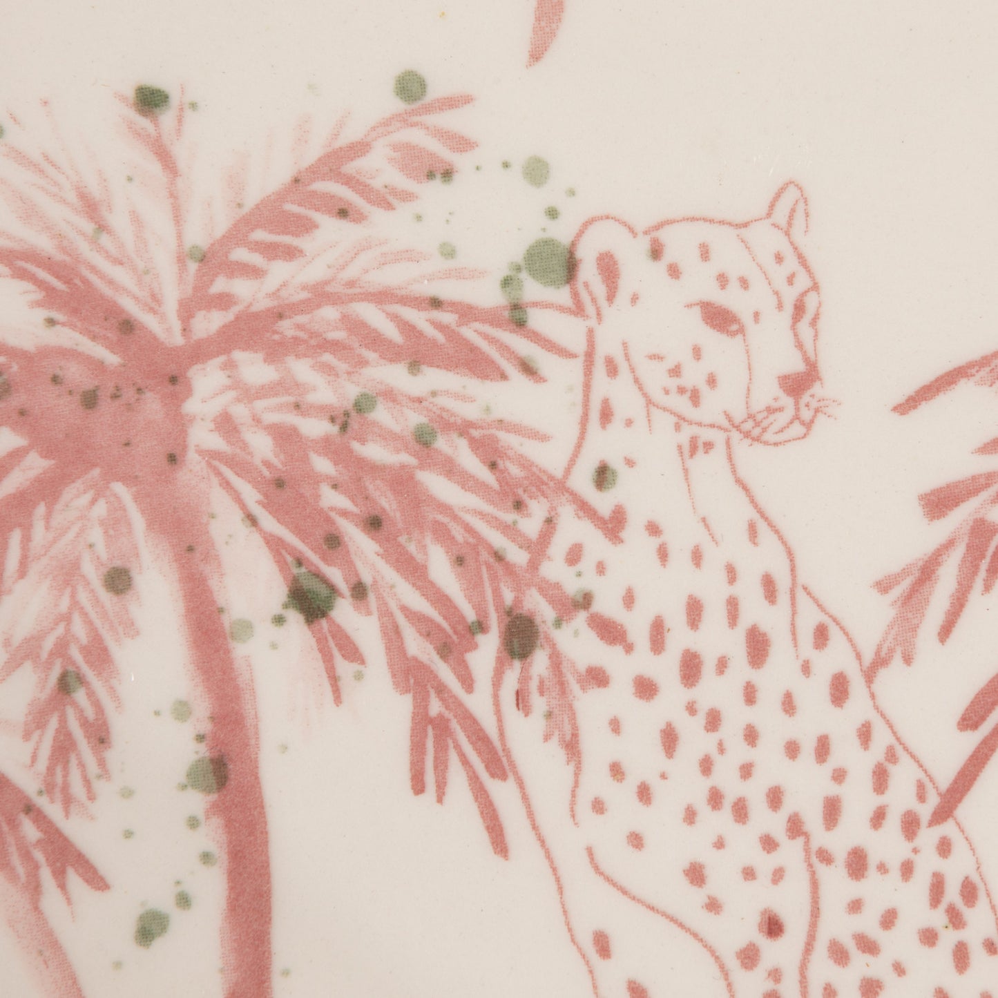 Hand-Painted Stoneware Octagon Shaped Platter with Palm Trees, Animals & Bamboo Style Edge