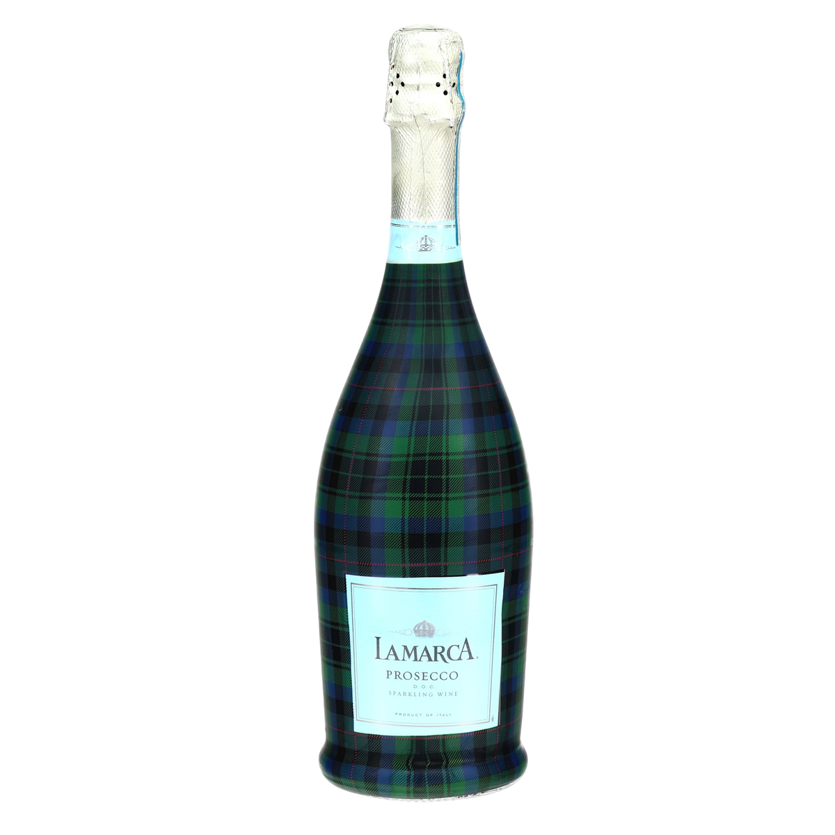Blue & Green Christmas Tartan Prosecco Bottle Wrap