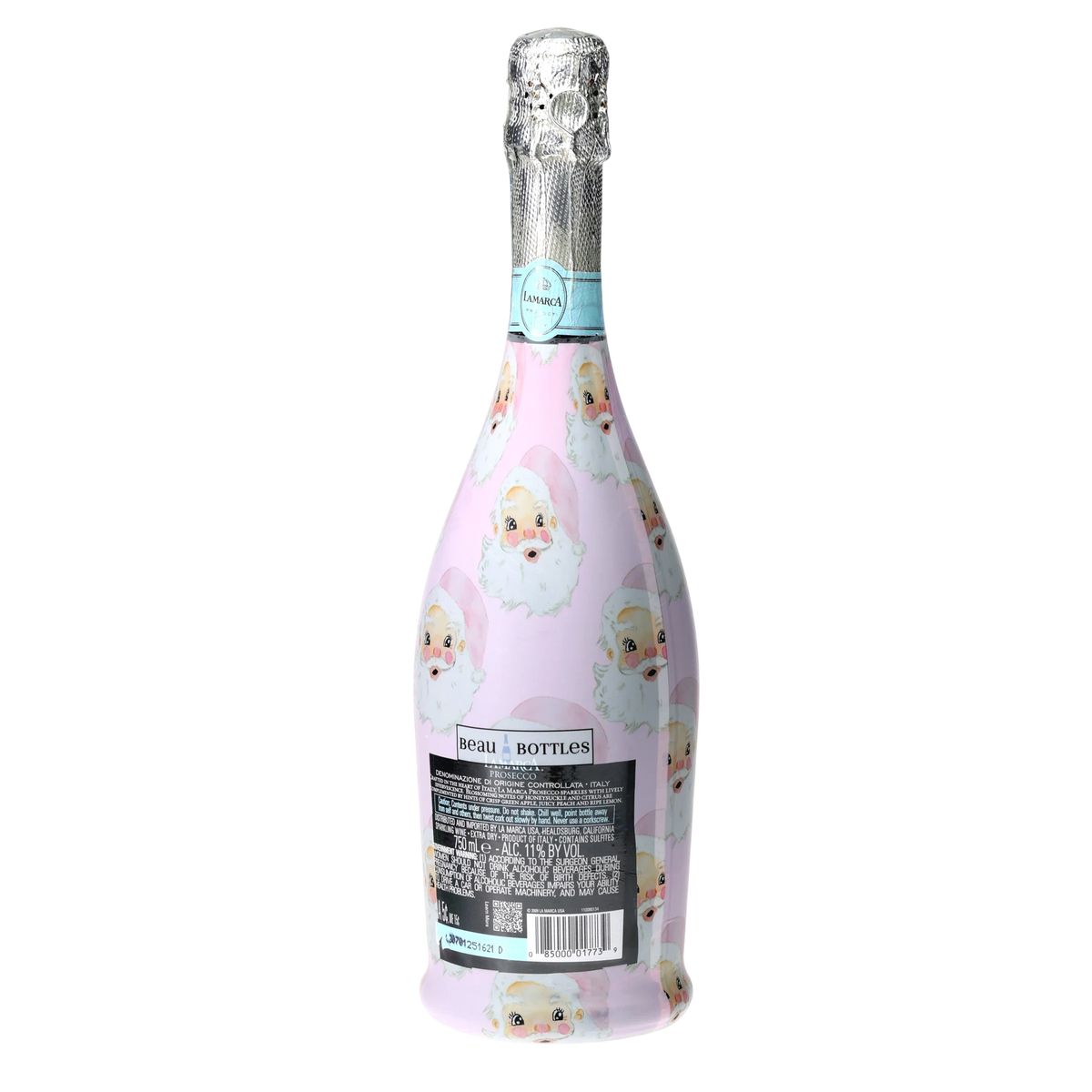 Limited Edition Watercolor Pink Santa Prosecco Bottle Wrap