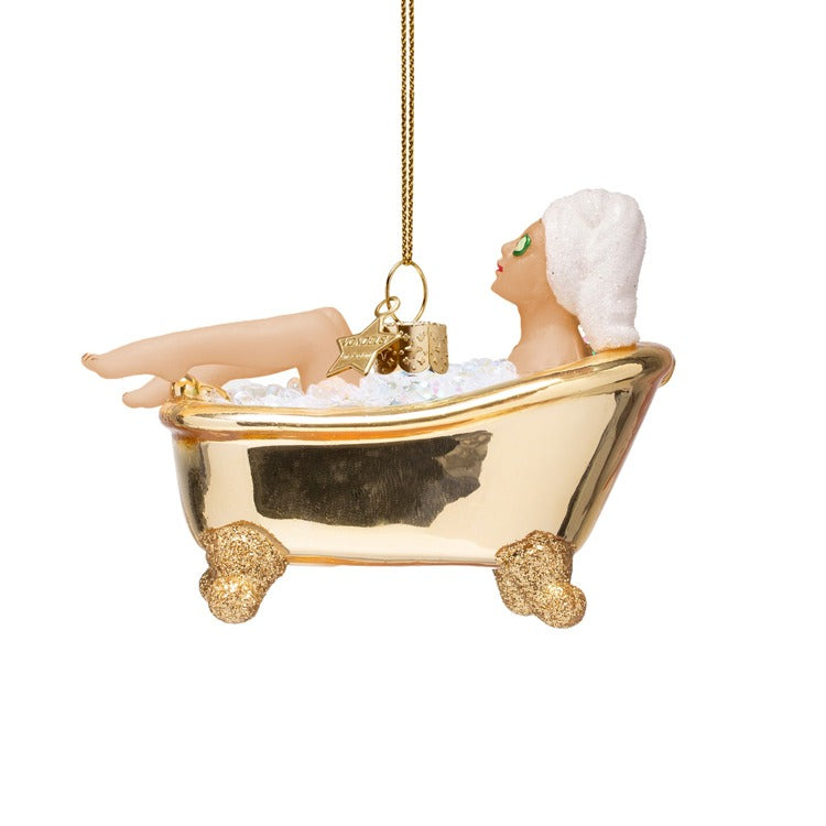 Ornament glass woman in shiny gold bathOrnament glass woman in shiny gold bath
