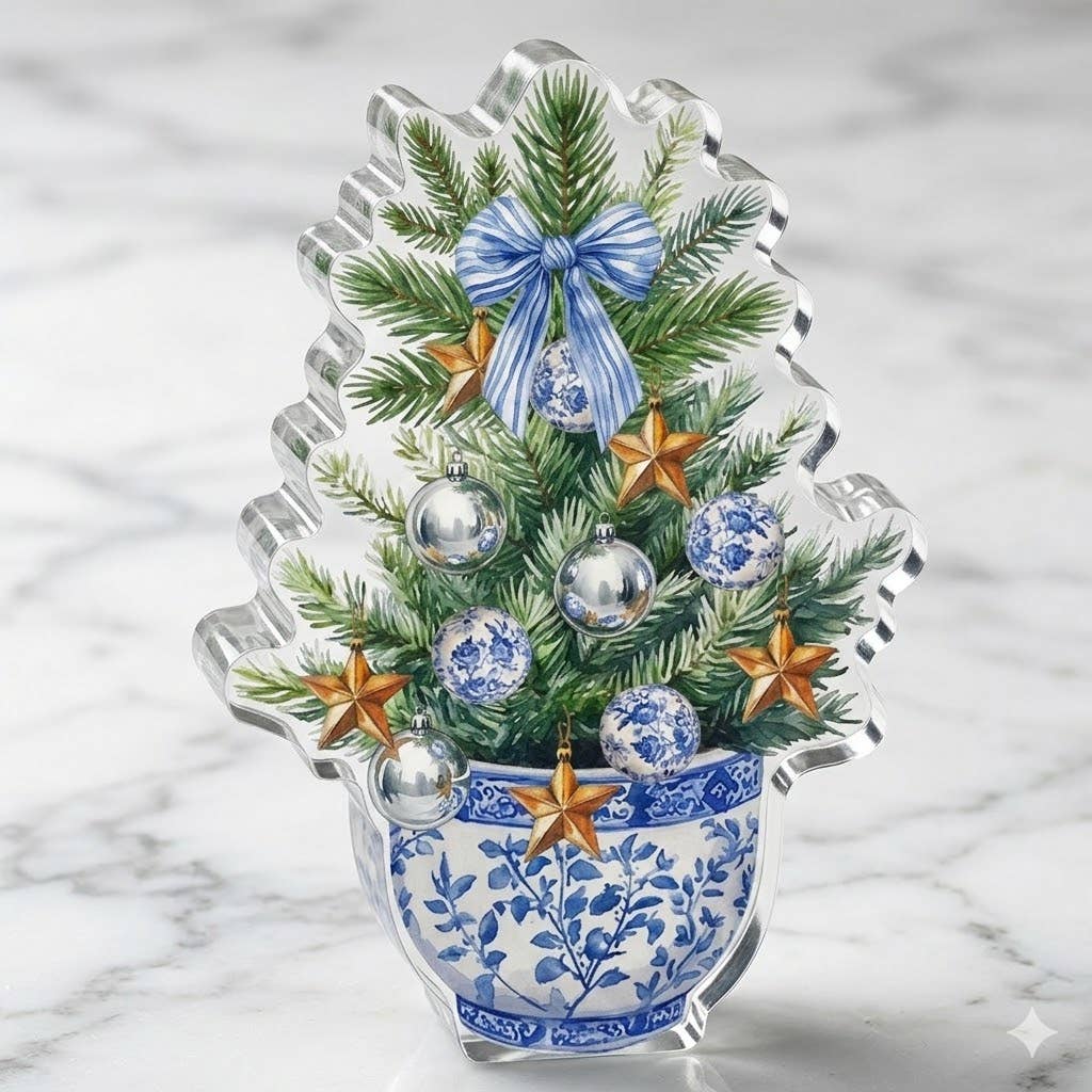 Acrylic Napkin Weight, Blue Christmas