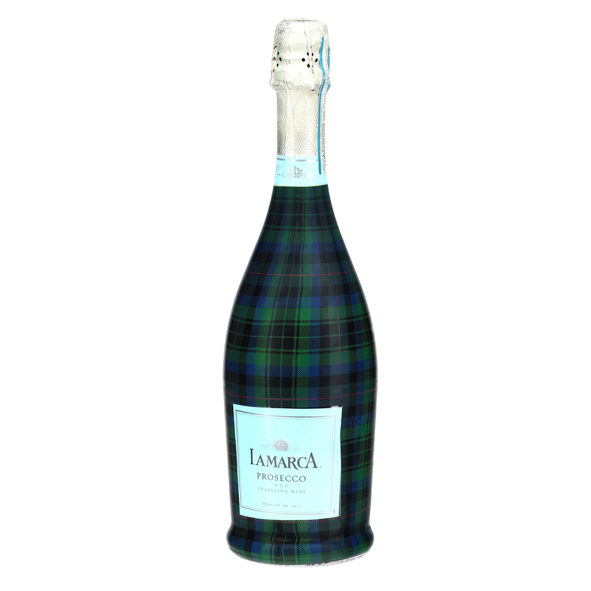 Blue & Green Christmas Tartan Prosecco Bottle Wrap