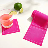 Solid Blush Crush Cocktail Napkins White Border Only