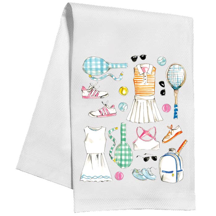 Colorful Tennis Outfit Icons Kitchen Towel