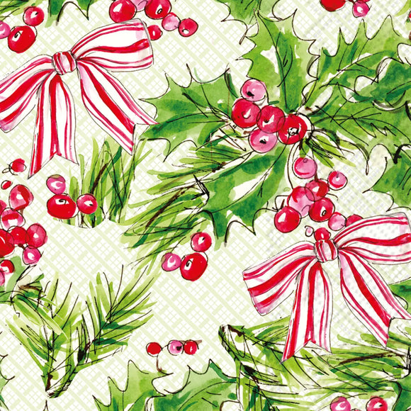 Guest Towels 20ct Pink Holly Bows Christmas