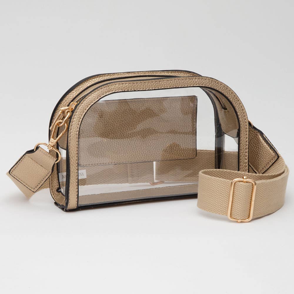 Faux Leather Transparent Crossbody Camera Bag