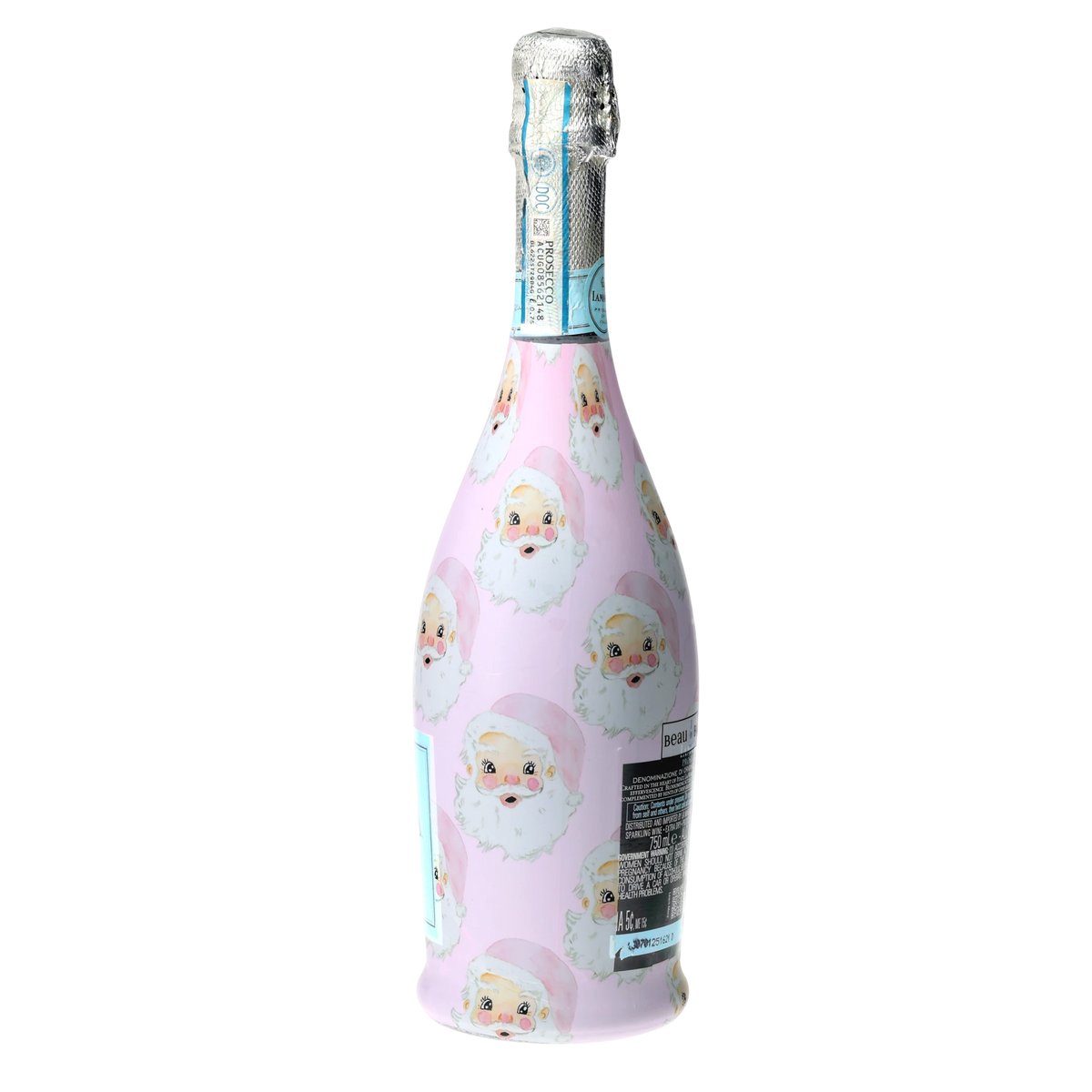 Limited Edition Watercolor Pink Santa Prosecco Bottle Wrap