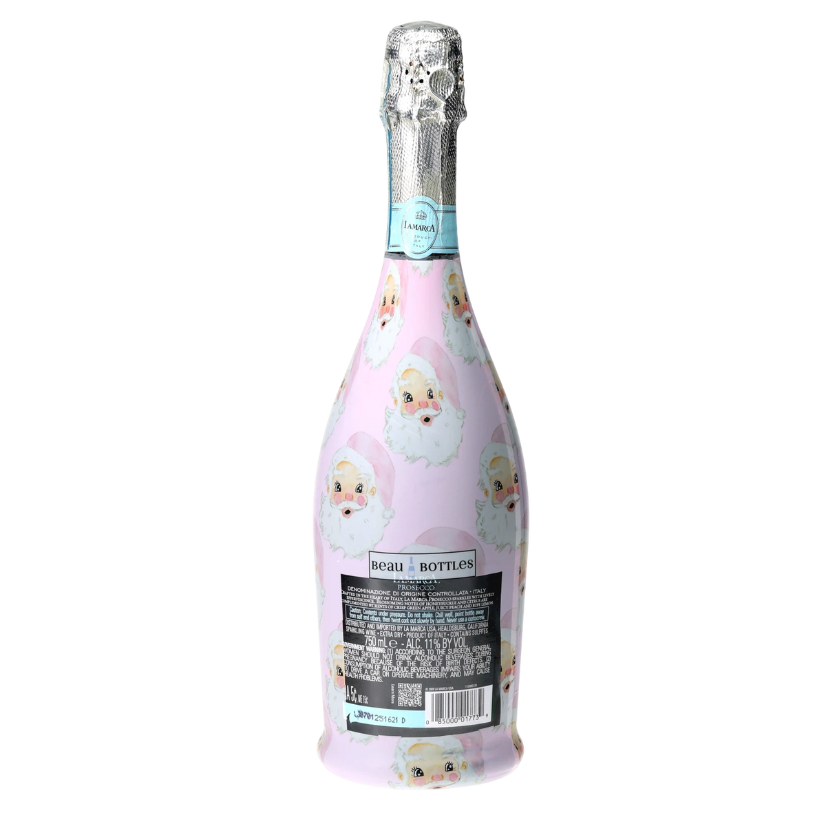 Limited Edition Watercolor Pink Santa Prosecco Bottle Wrap