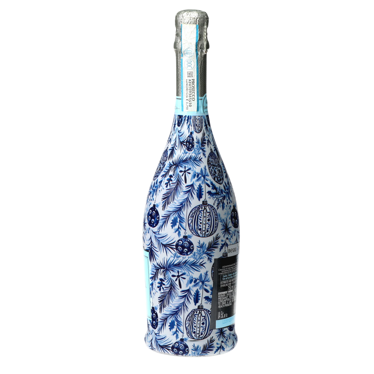Limited Edition Blue & White Ornament Prosecco Bottle Wrap