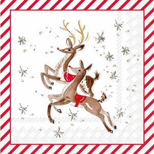 Cocktail Napkins Pack of 20 Reindeer Pattern Christmas