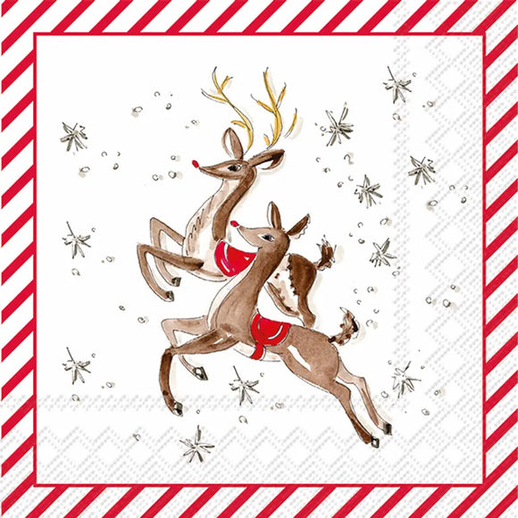 Cocktail Napkins Pack of 20 Reindeer Pattern Christmas