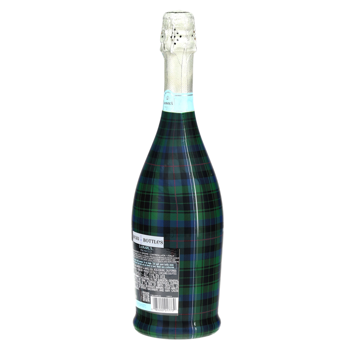 Blue & Green Christmas Tartan Prosecco Bottle Wrap