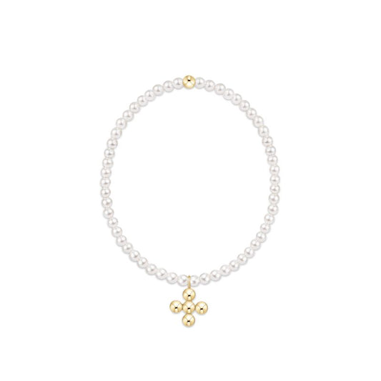 Classic Pearl 3mm Bracelet - Signature Cross 4mm B