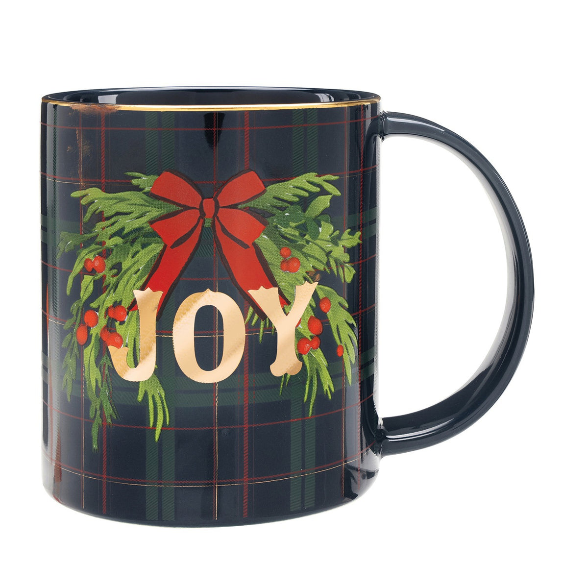 Wide Handle Mug-Joy Plaid