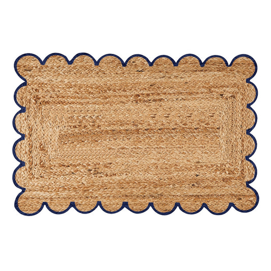 Scallop Jute Door Mat - Navy