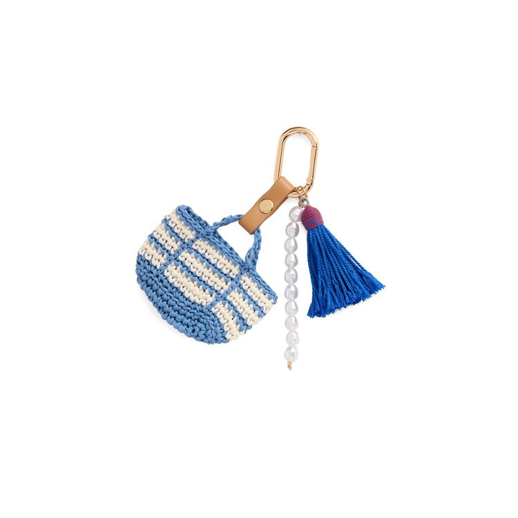 MINI TOTE BAG CHARM/KEY RING,BLUE