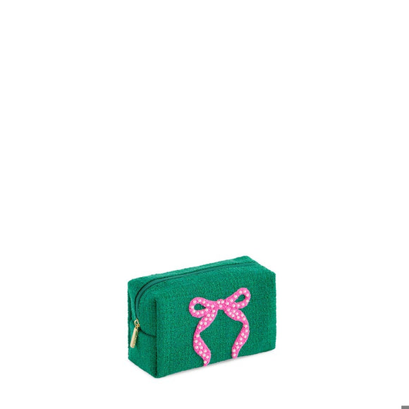MARA BOW SMALL ZIP POUCH,GREEN