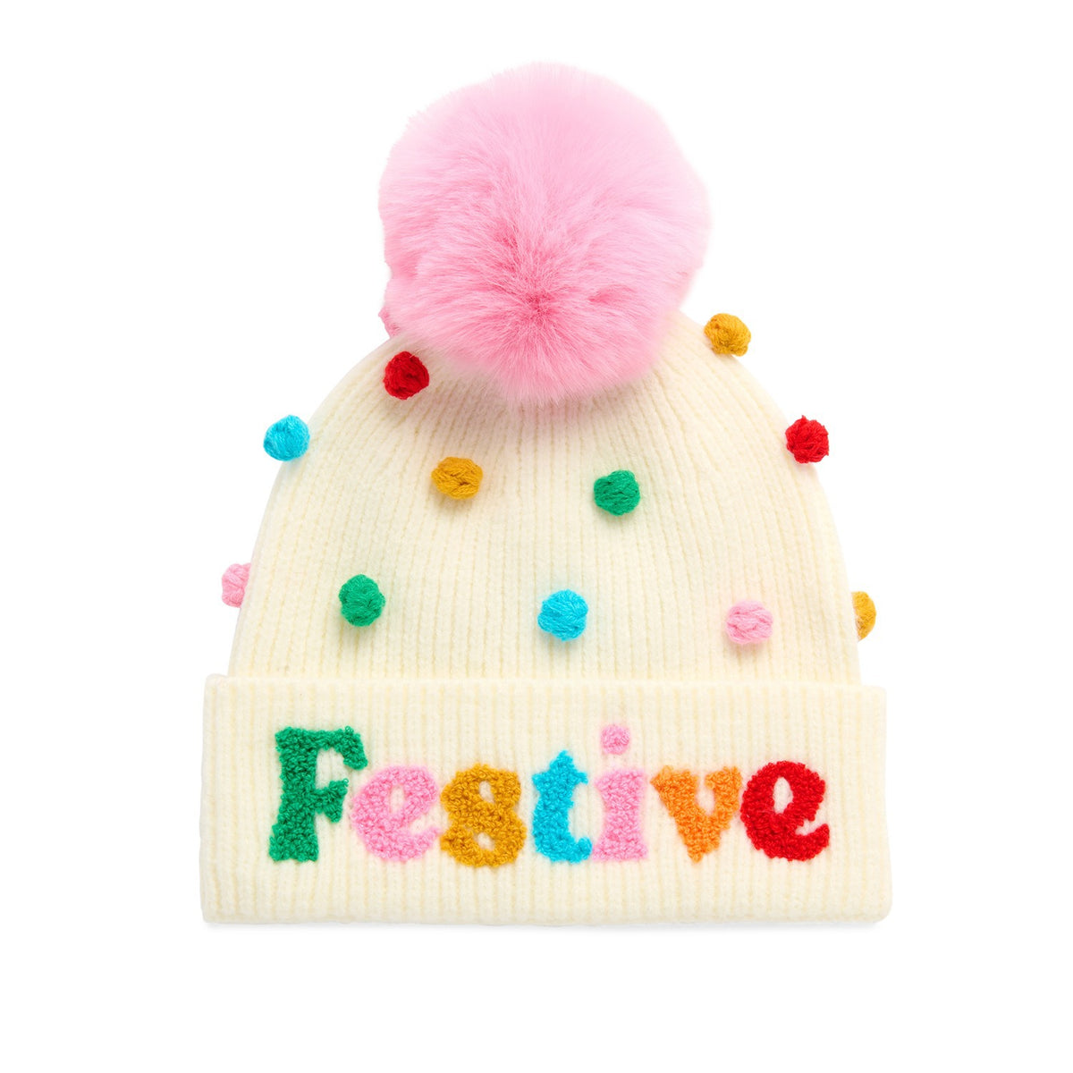 FESTIVE POM POM BEANIE,MULTI
