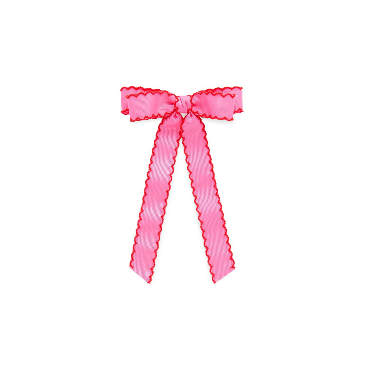 SCALLOP TRIM BOW CLIP,PINK