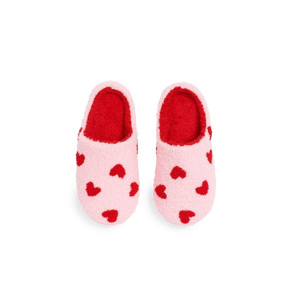 L/XL HEARTS SLIPPERS ,BLUSH