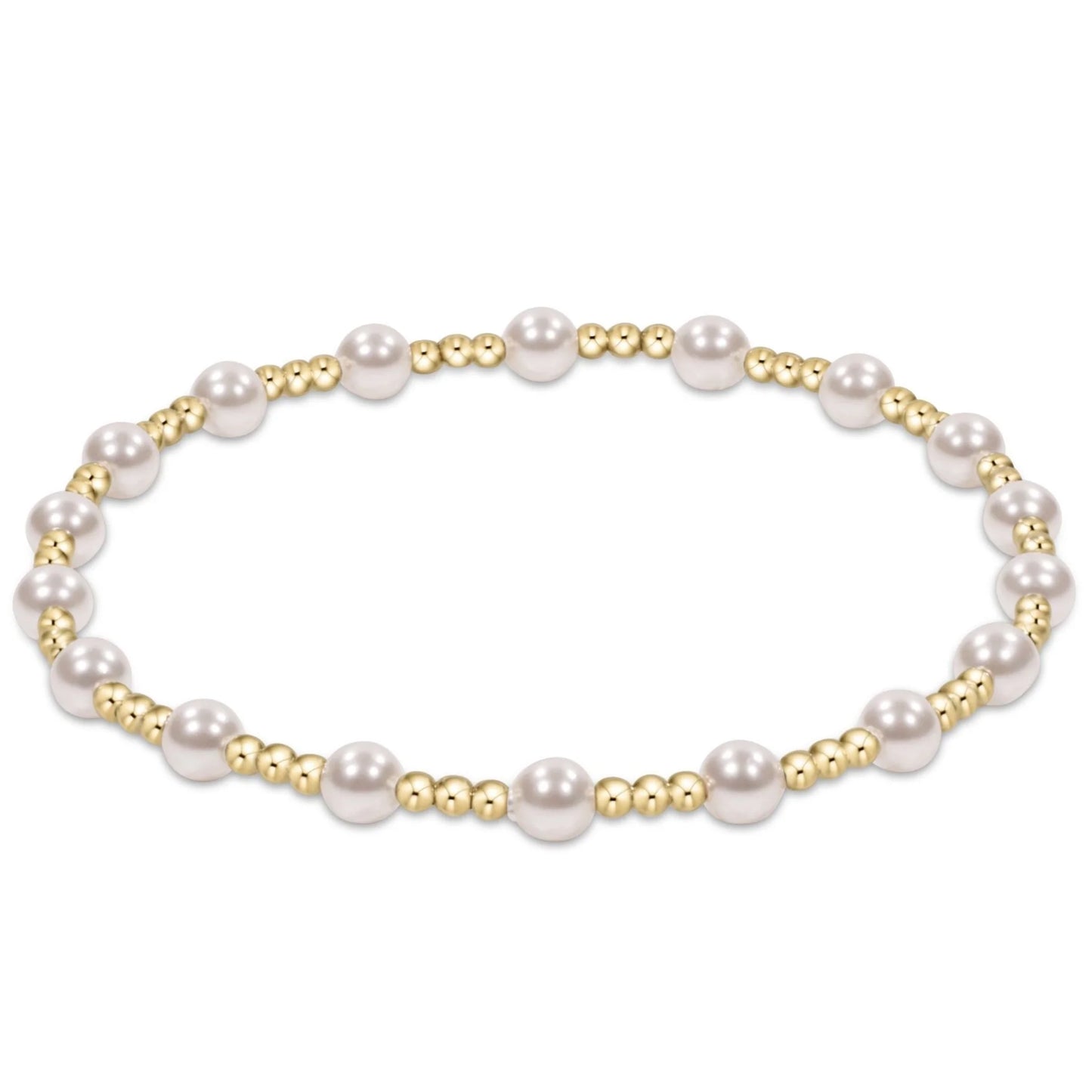 Classic Gold Sincerity Pattern 4mm Bead Bracelet - Pearl