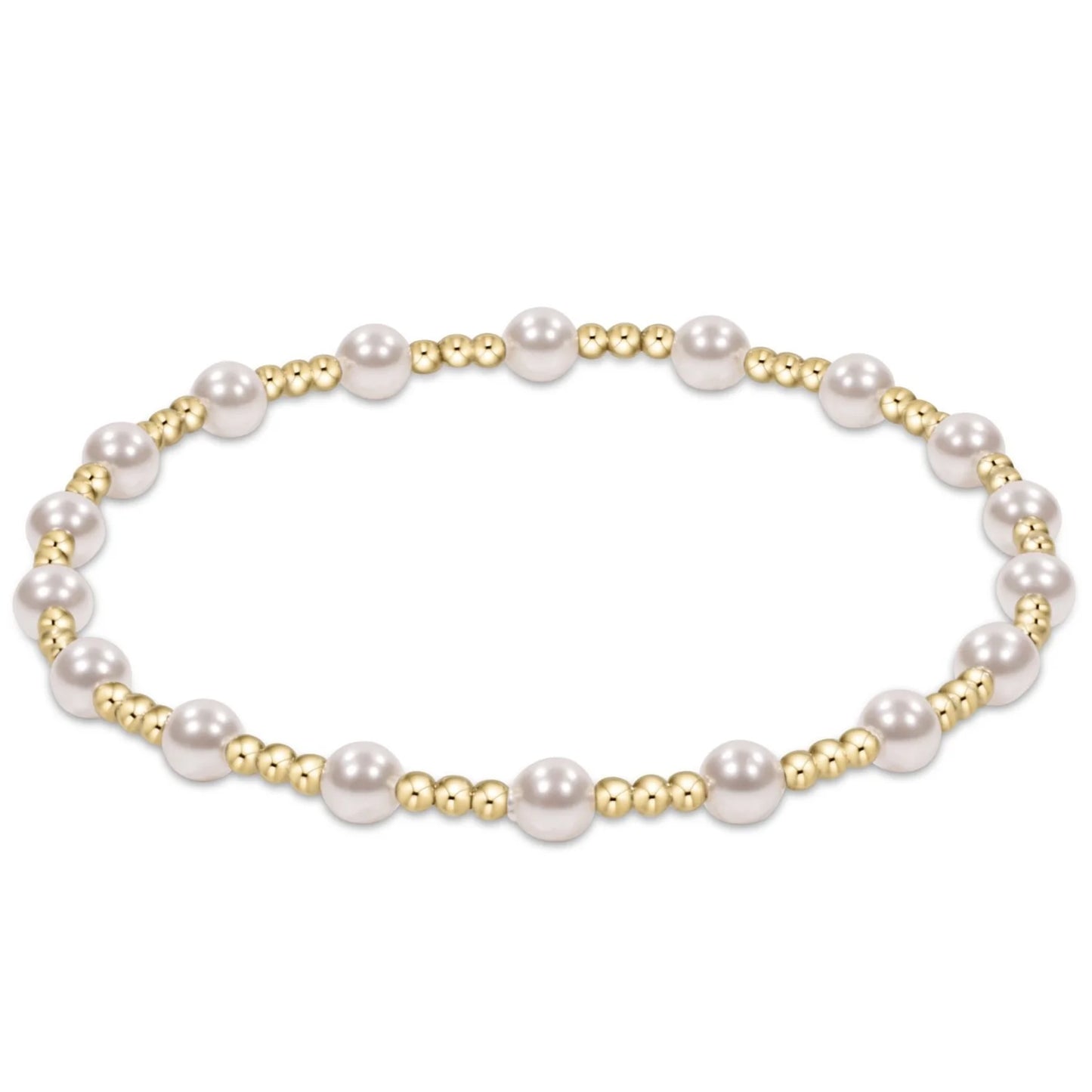 Classic Sincerity Pattern 5mm Bead Bracelet - Pearl