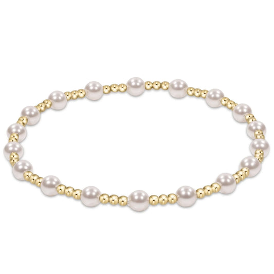 Classic Sincerity Pattern 5mm Bead Bracelet - Pearl