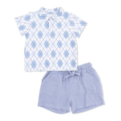 Blue Argyle - Polo With Casual Short