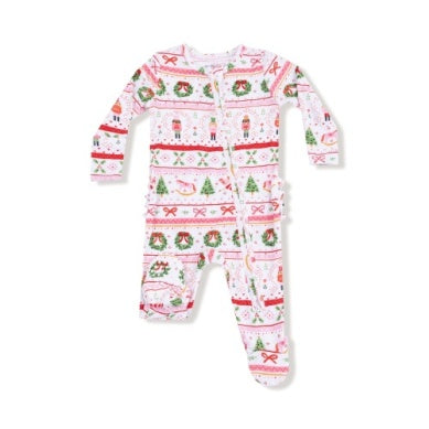 Sugar Plum Fairy Nutcracker Fair Isle - 2 Way Zipper Footie