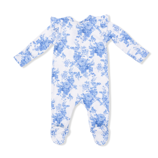 Dream Cottage Floral - 2 Way Ruffle Sleeve Zipper Footie