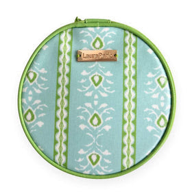 Rosemary Stripe Blue Round Jewelry Case