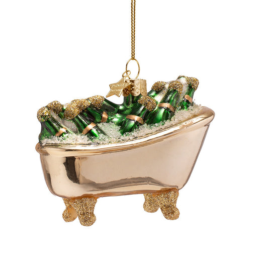 Ornament glass bathtub with bottles H2.5"