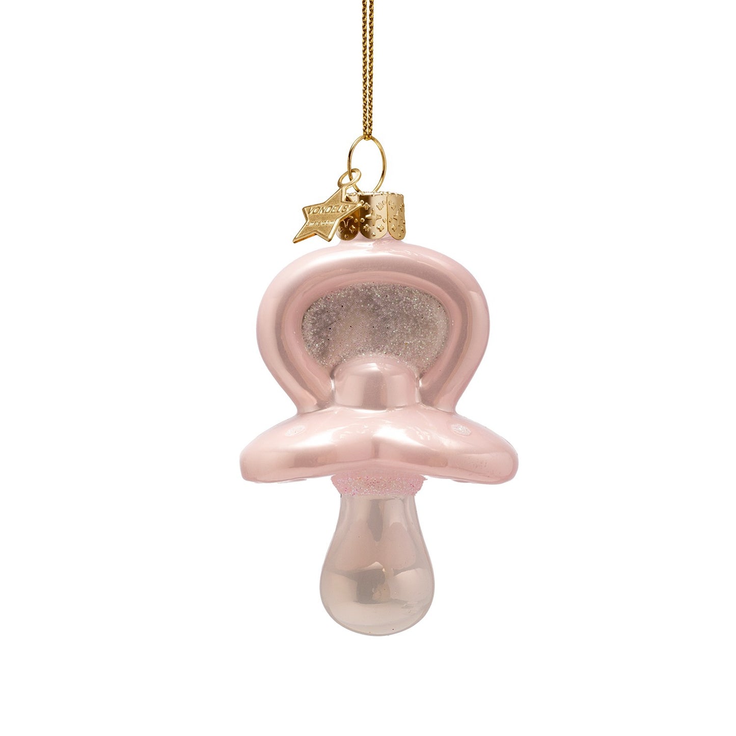 Ornament glass baby pacifier pink H3.25"