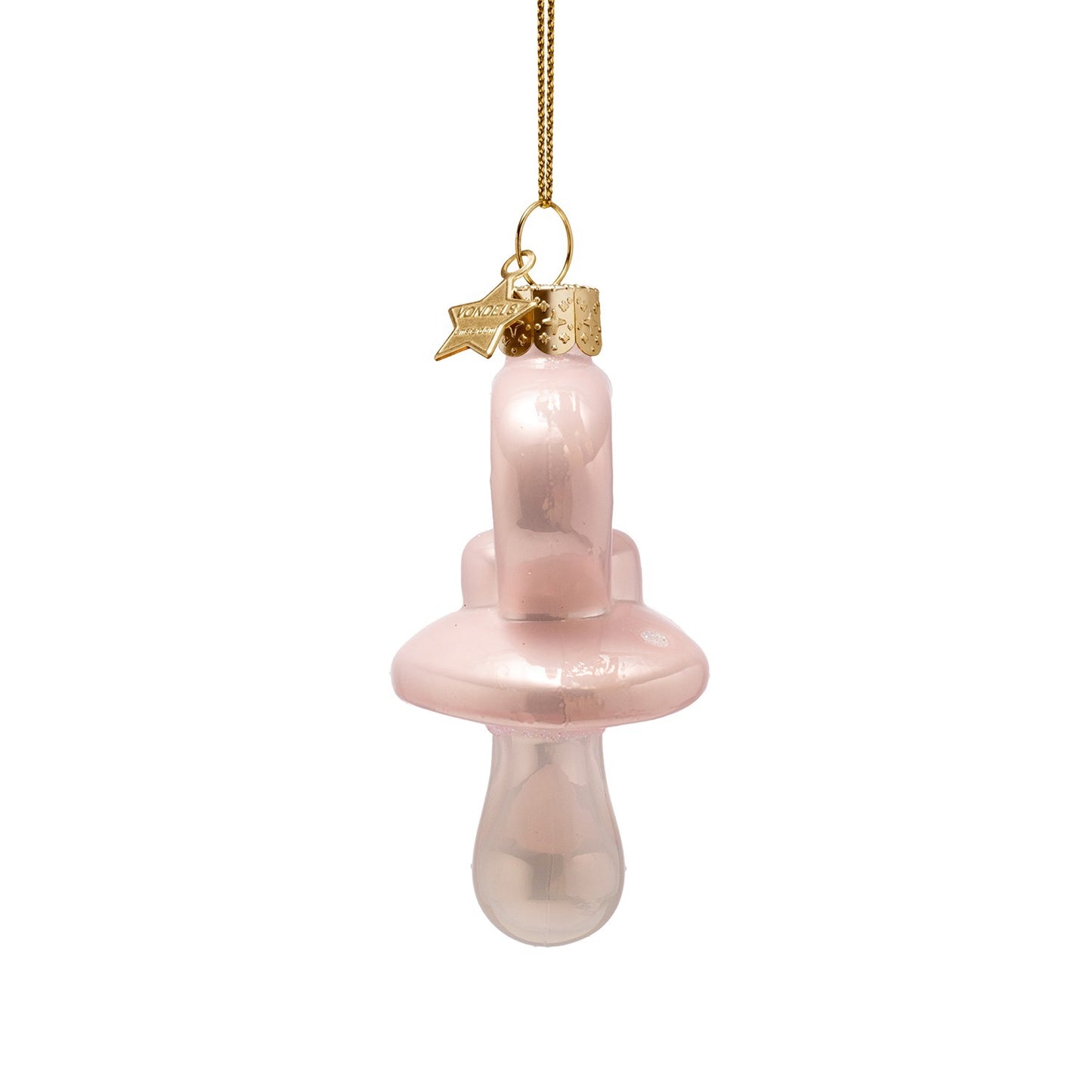 Ornament glass baby pacifier pink H3.25"