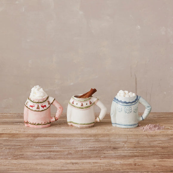 Stoneware Sweater Shaped Mug, 3 Styles