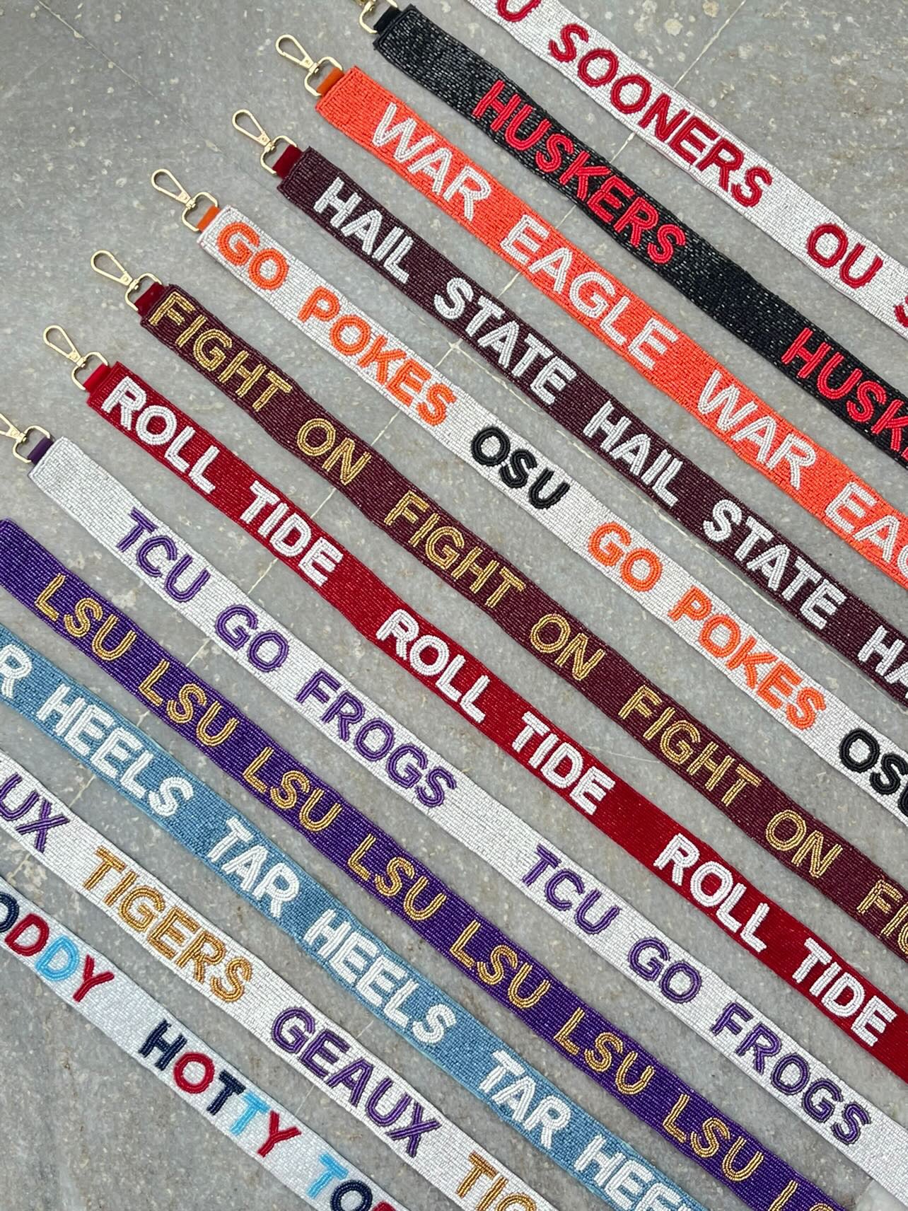 Bag strap collegiate beaded