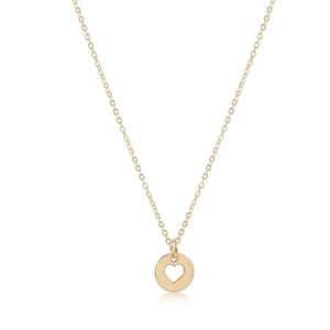 16" necklace gold love small disc